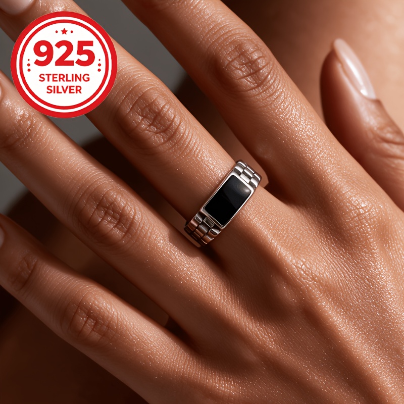 Women's 925 Silver Adjustable Opening Chess Card Ring